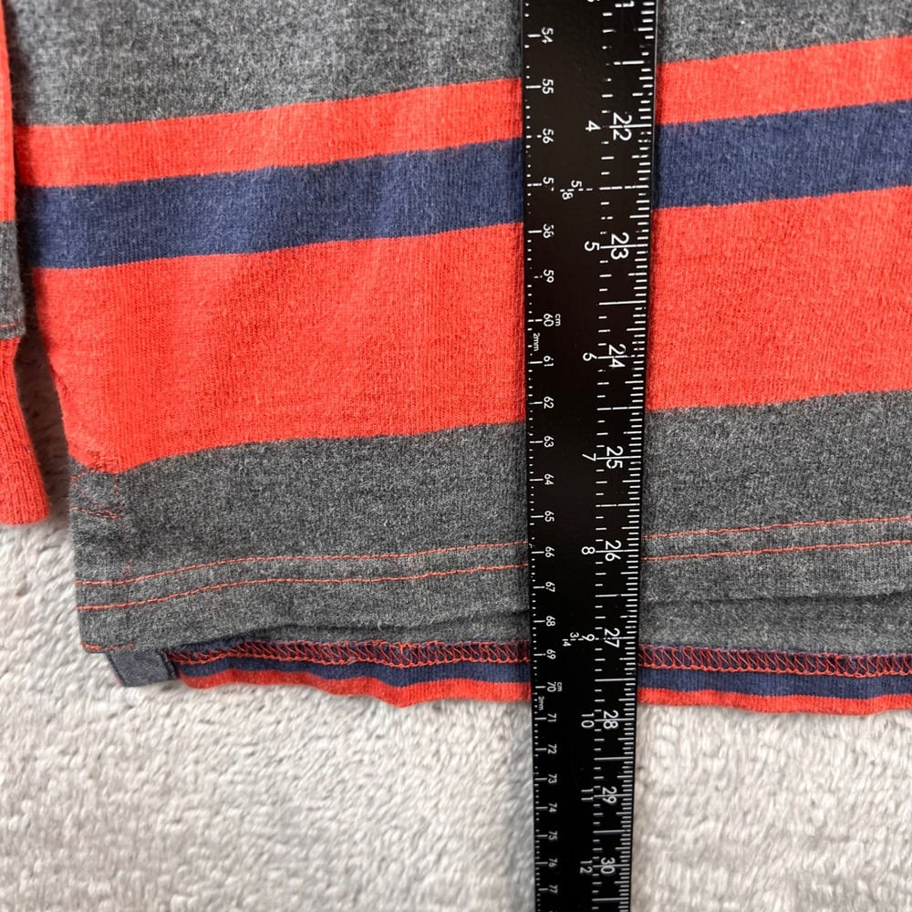 LL Bean Mens Small Regular Rugby Shirt Striped Mock Neck 1/4 Button Pullover Red - Picture 5 of 7